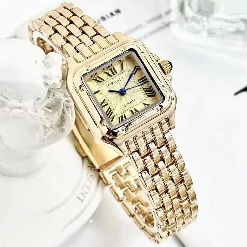 Classic Retro Square Waterproof Women’s Diamond-embedded Watch
