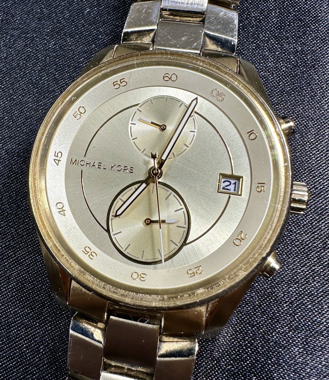 Ladies Michael Kors Briar Gold PVD Chronograph Womens Watch MK6464