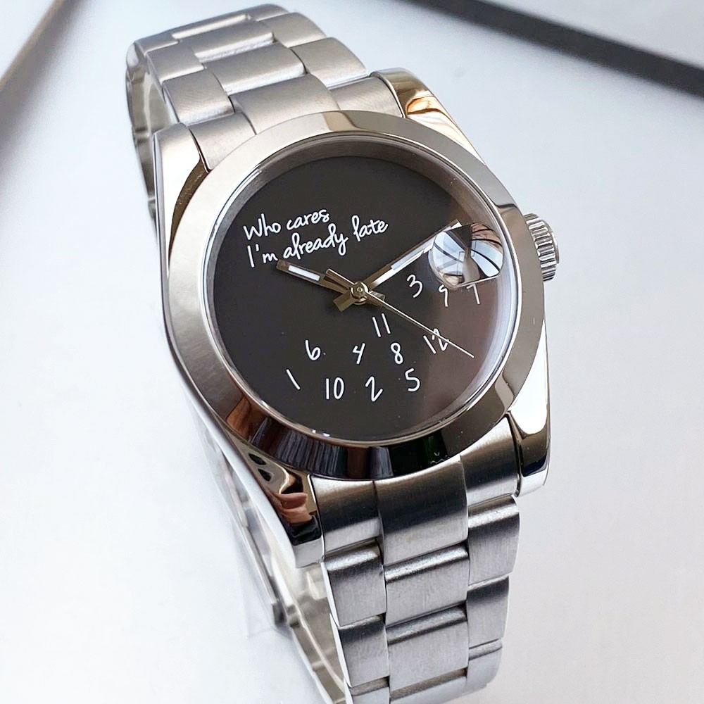 Black 20ATM Diver 36mm 39mm Japan NH35 Automatic Men Watch Blue White Text Dial