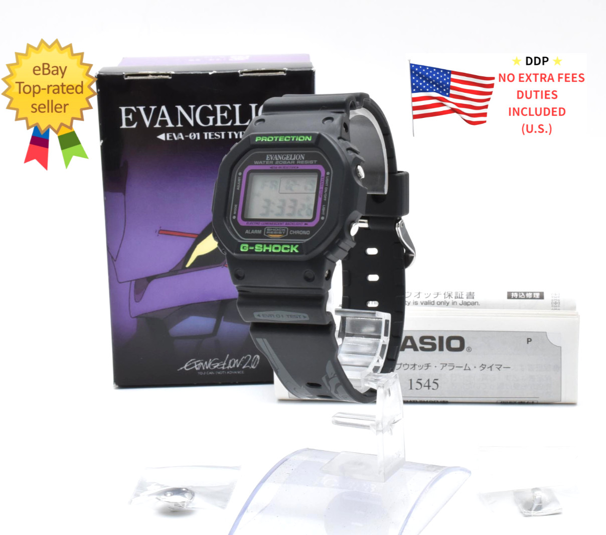 ▶[Unused ] Casio G-Shock DW-5600VT Evangelion EVA-01 Collaboration Limited Watch