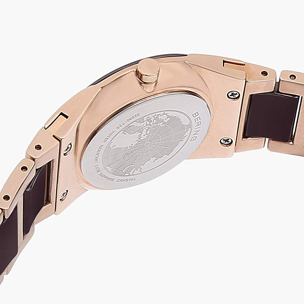 Bering Time Ceramic Rose Gold Steel with Ceramic Links Women’s Watch. 32230-765