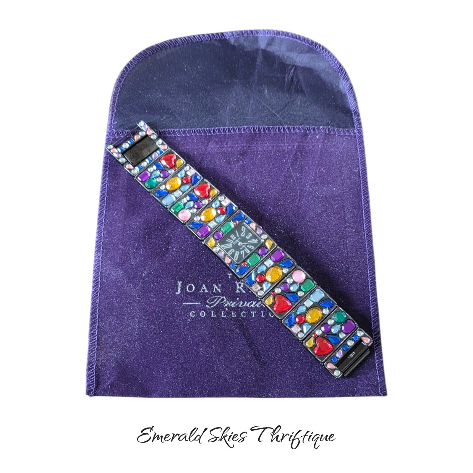 Women’s JOAN RIVERS Classics Bright Multicolored Crystal Bracelet Watch, Runs
