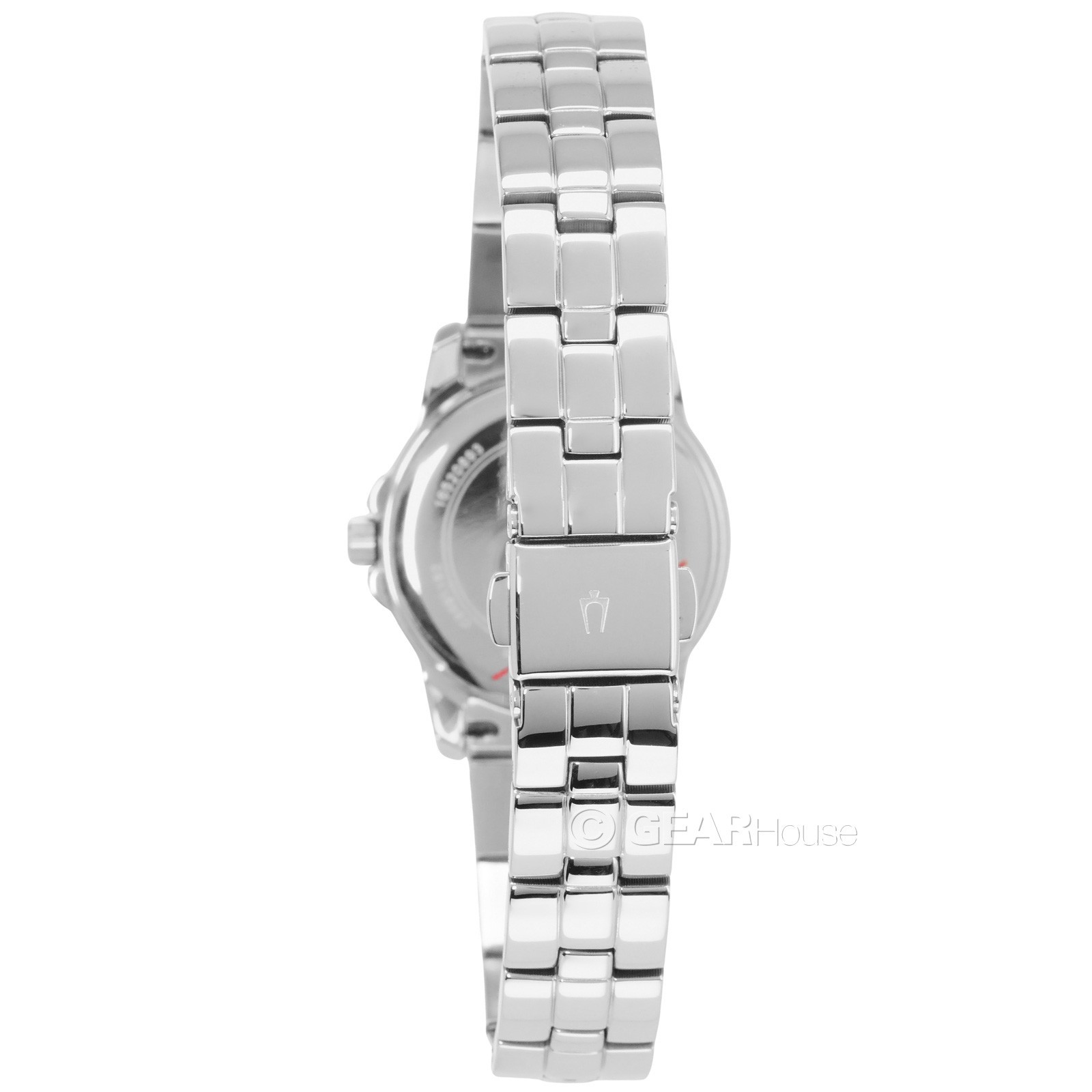 BULOVA Womens Diamond Marker Watch, Silver White Dial, Stainless Steel Band
