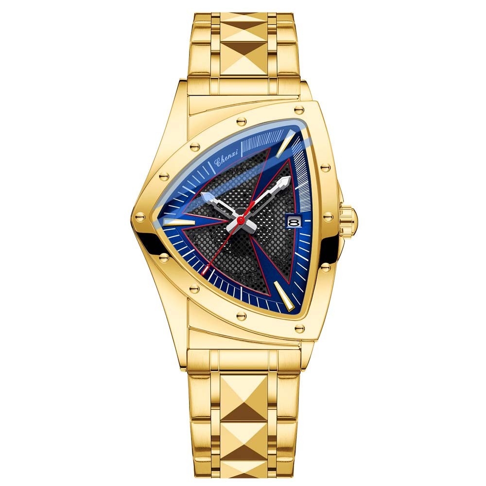 CHENXI Men Quartz Watch Triangle Silver Steel Watch for Male Business Wristwatch