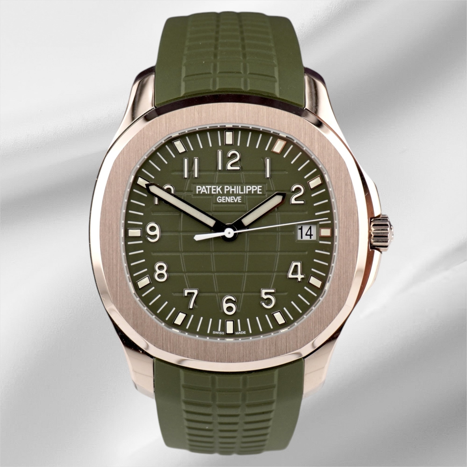 Patek Philippe Aquanaut Jumbo 18K White Gold Khaki Green Men’s Watch 5168G-010