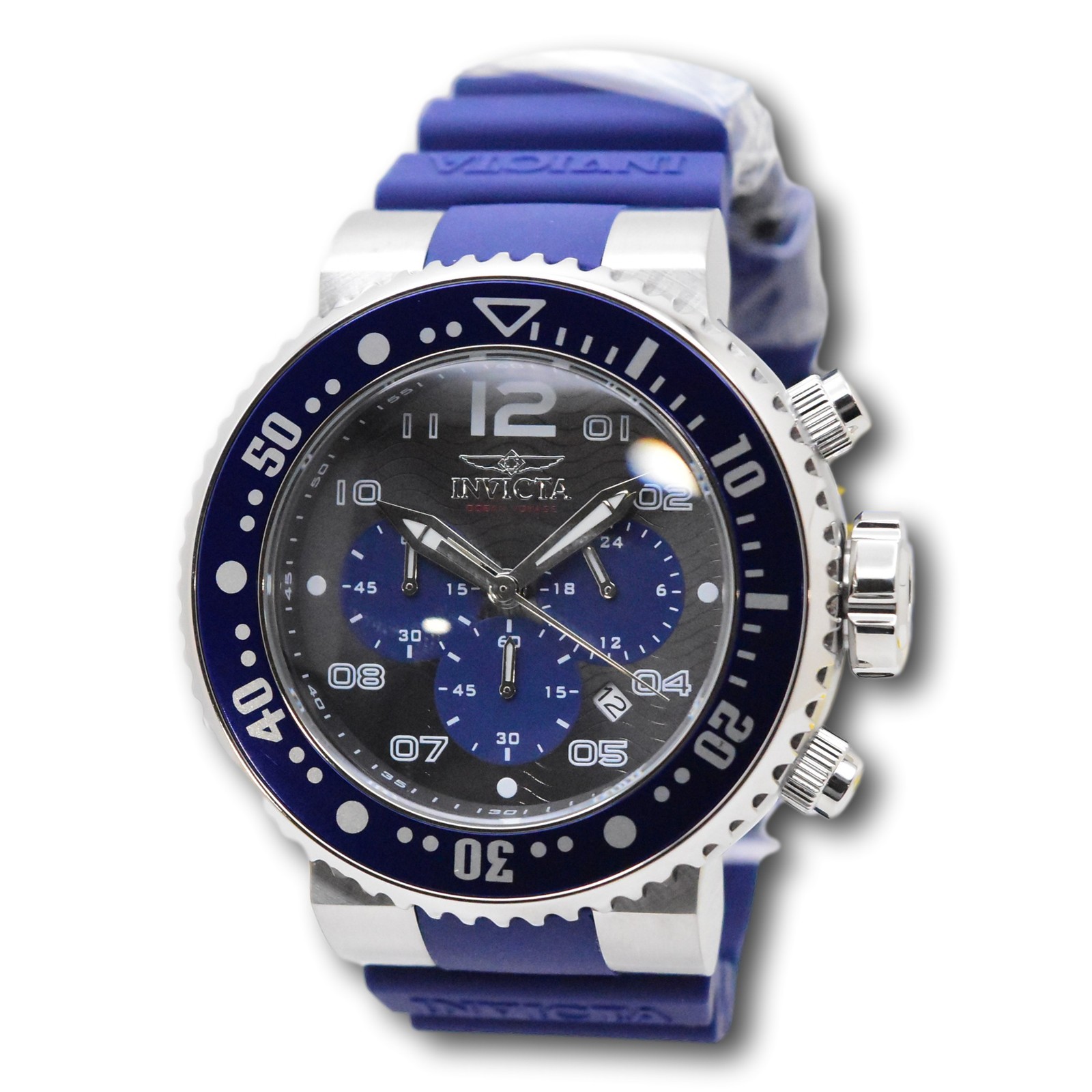 Invicta Pro Diver Dark Blue Ocean Voyage Mens 52mm Black Dial Chrono Watch 47195