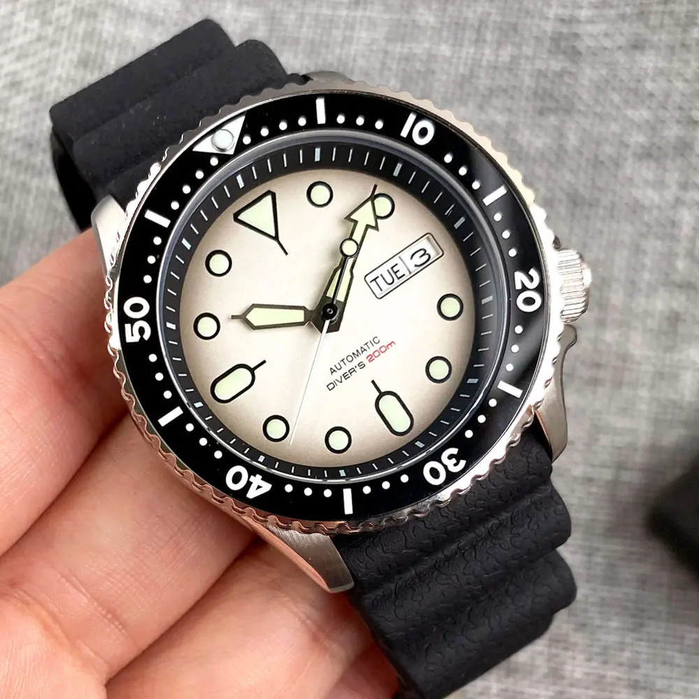 Tandorio 41mm 20ATM Black NH36A Mechanical Auto Diver Men Watch Sapphire Glass