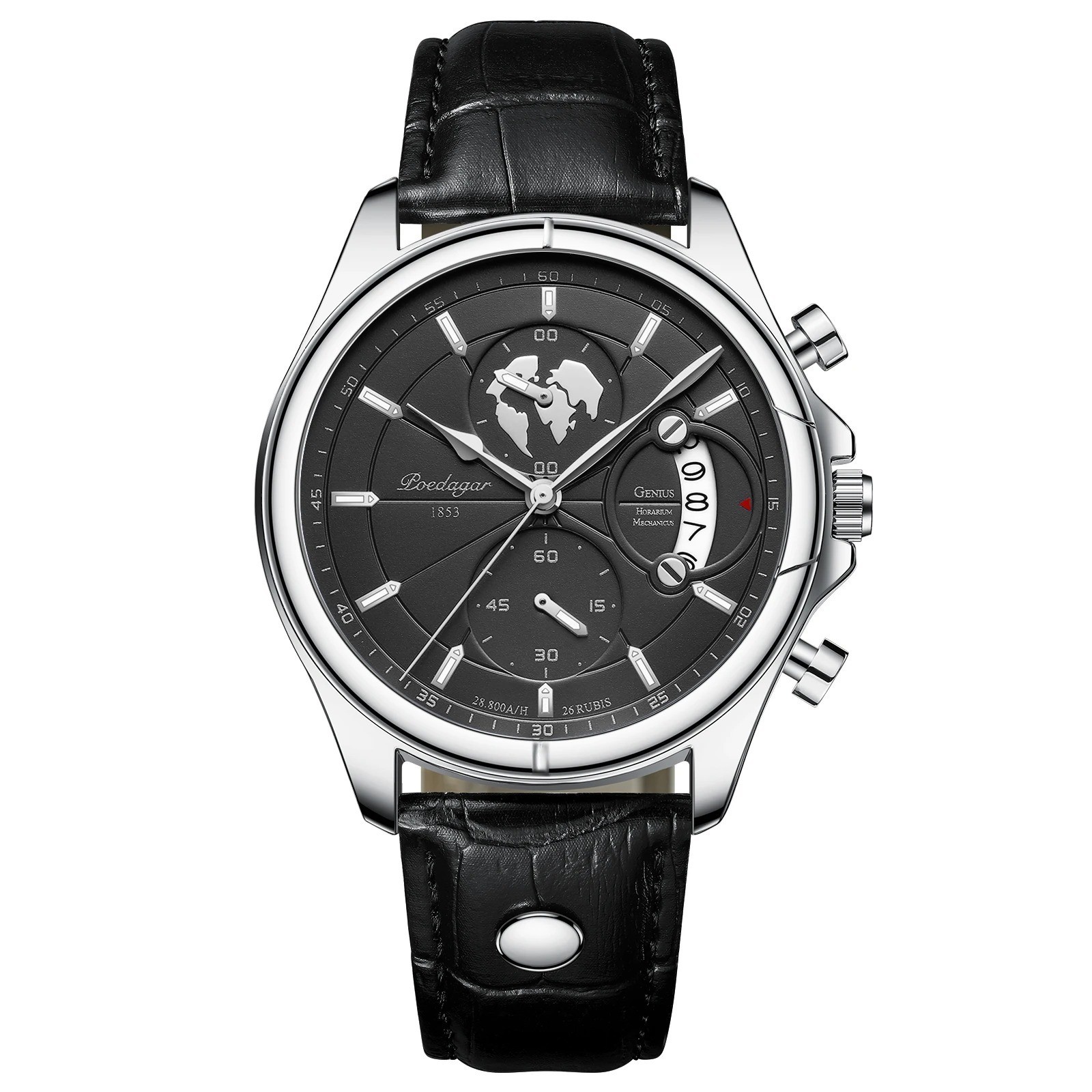 POEDAGAR Luxury Man Wristwatch Chronograph Date Waterproof Leather Men Watch Cas