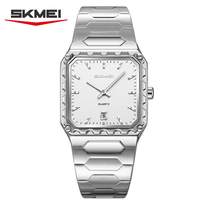 SKMEI Men Rectangle Watch Business Male Wristwatch Steel Calendar Watch for Male