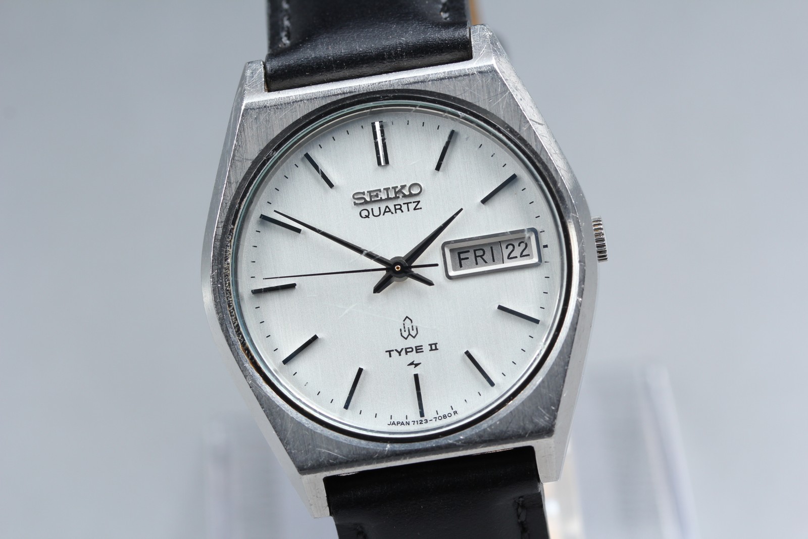 [Exc+4] Seiko Quartz Type II Day/Date Watch Ref 7123-7080 From JAPAN