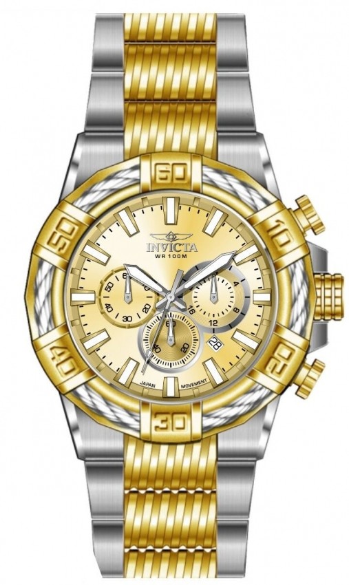 Invicta Bolt Chronograph GMT Quartz Gold Dial Men’s Watch 49902