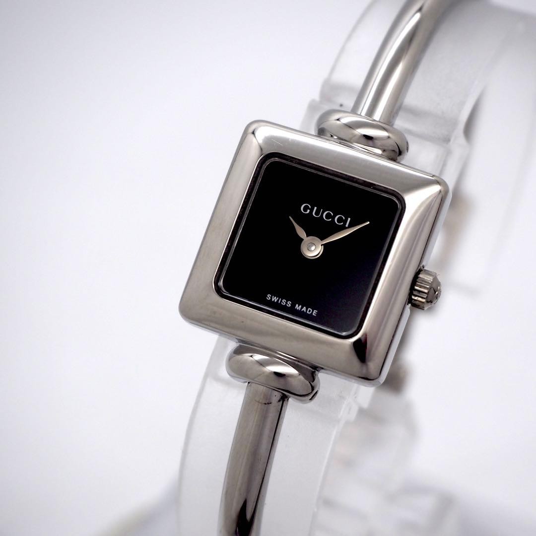 Gucci 1900L Square Ladies Quartz Watch Silver Black Japan 07908