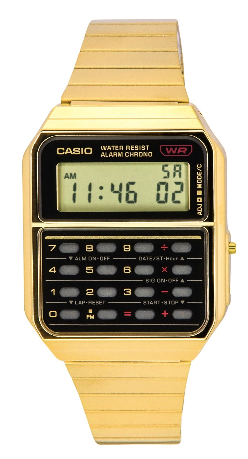 Casio Vintage Digital Calculator Golden Stainless Steel CA-500WEG-1A Mens Watch