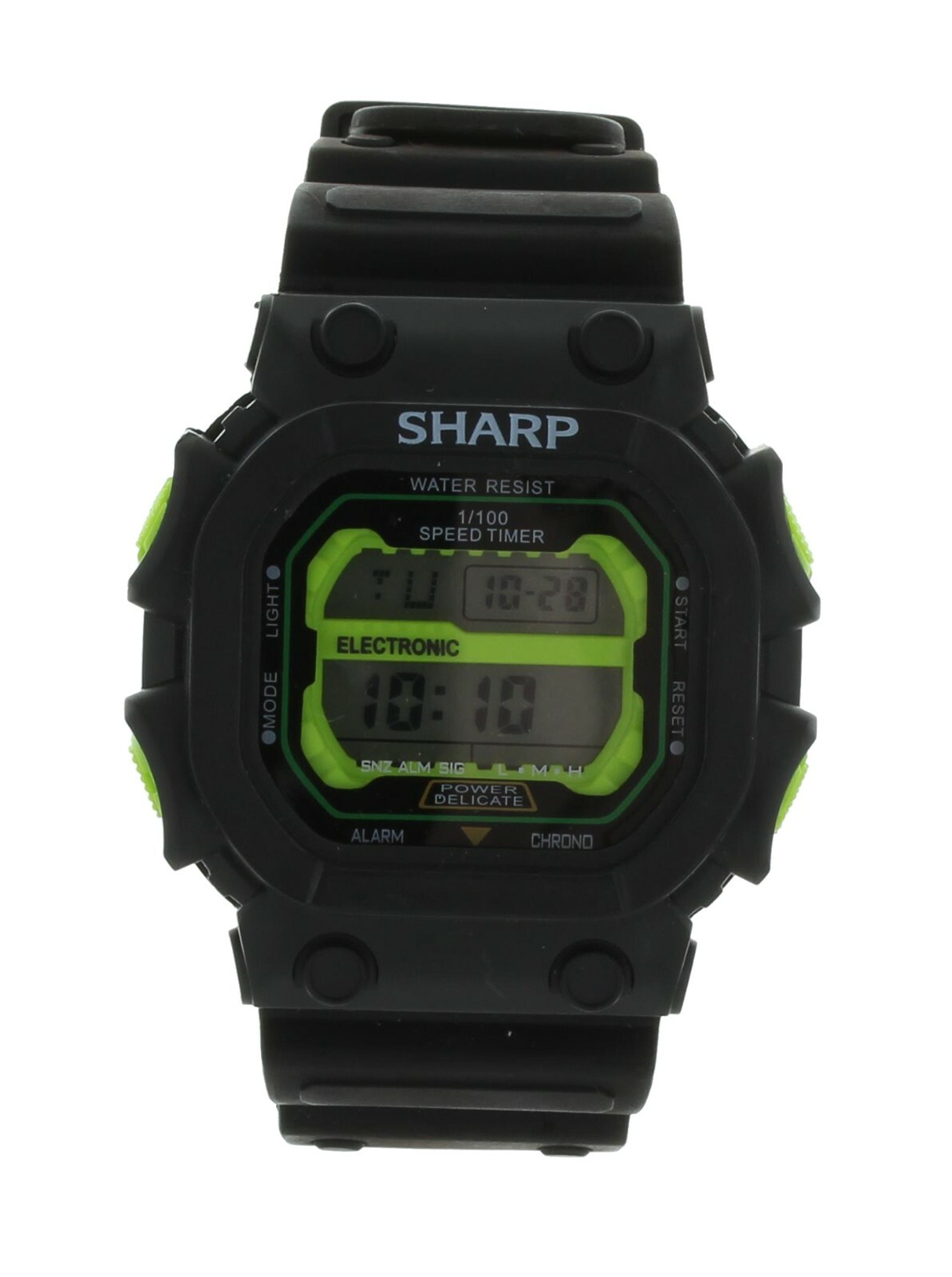 Men’s outdoors sport SHARP watch black plastic band with green SHP8964