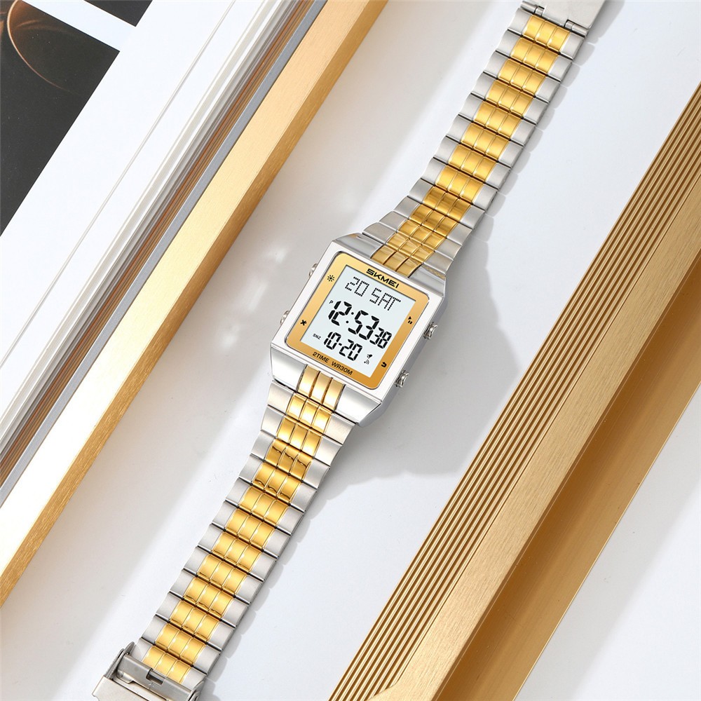 SKMEI Men Rectangle Watch Digital LED Wristwatch Steel Electronic Sport Watches