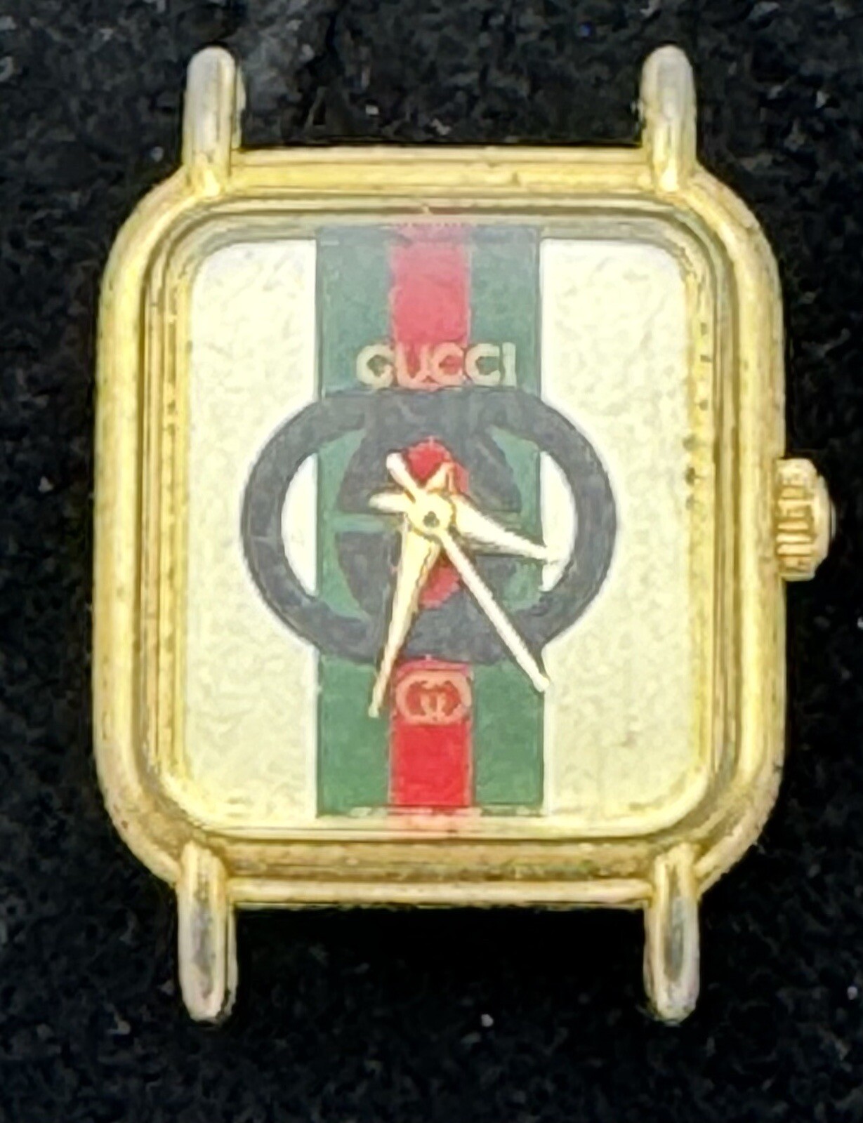 Vintage 1980s Gucci Watch face Traditional Red, Gold, Black & Green – Untested