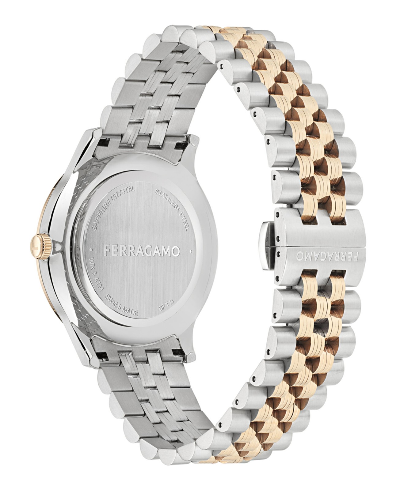 Ferragamo Mens Two Tone 40mm Bracelet Fashion Watch