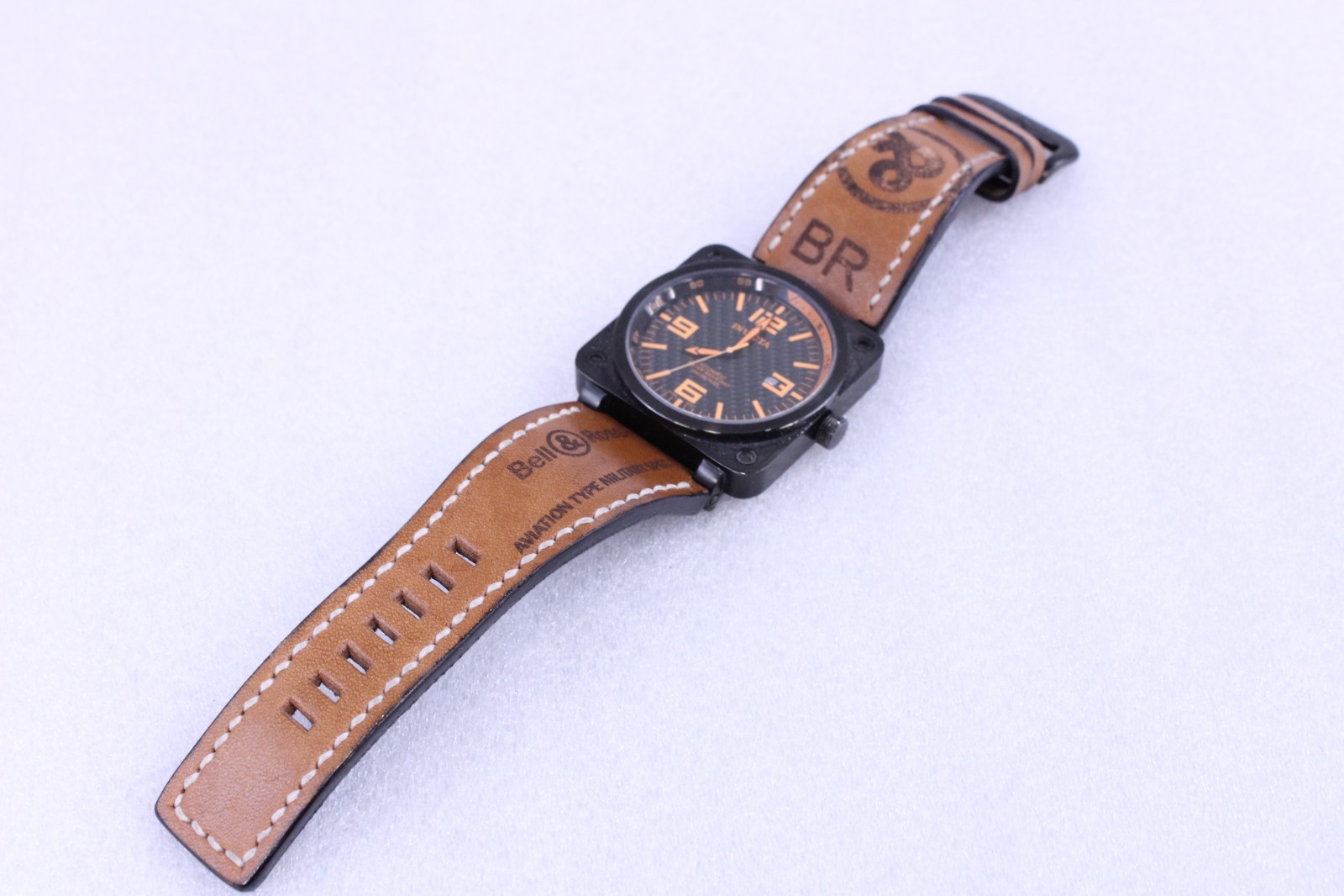 INVICTA Corduba Watch Bell & Ross Leather Band Carbon Fiber Dial Automatic 3965