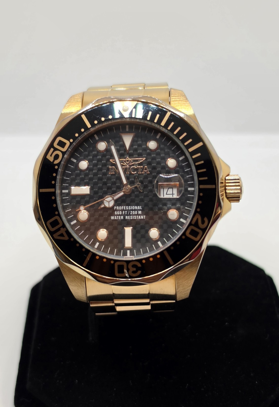 Invicta Pro Diver 14541 Men’s 47mm Rose Gold Black Carbon Fiber Quartz Watch
