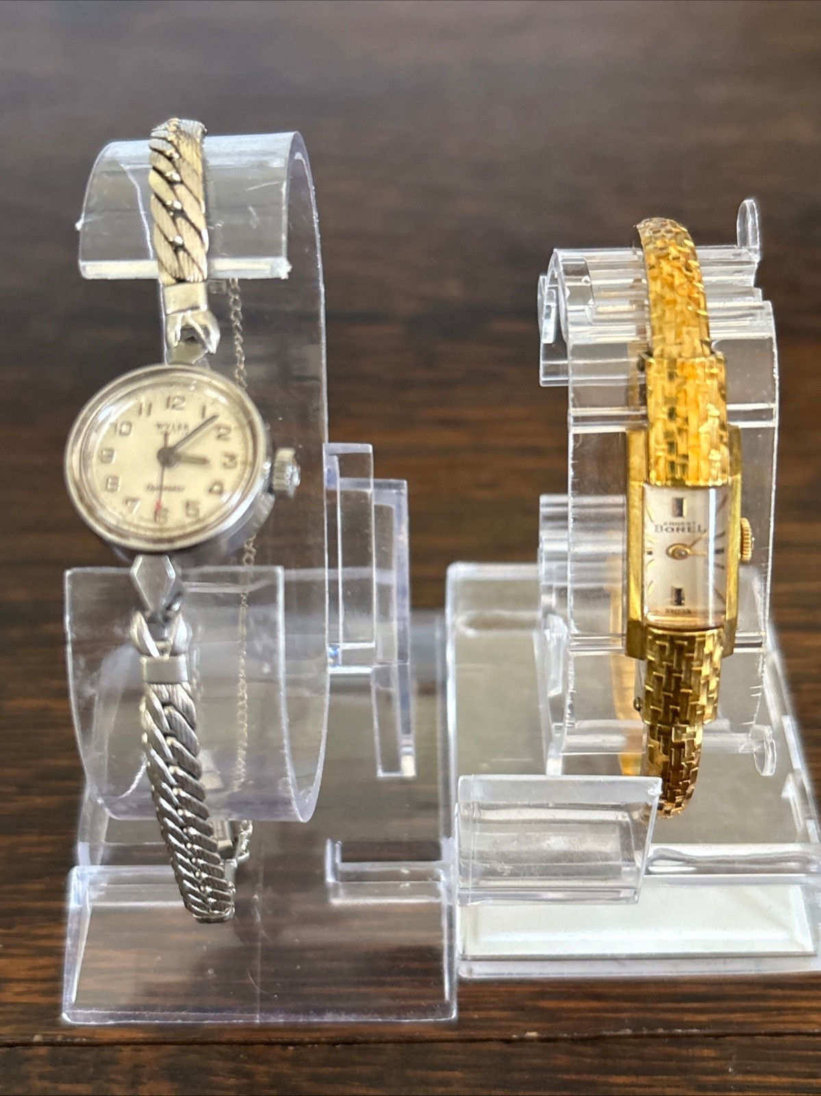 Vintage Ernest Borel Gold Plated 20 Micron Ladies Cuff Watch 1960s & Wyler Bonus