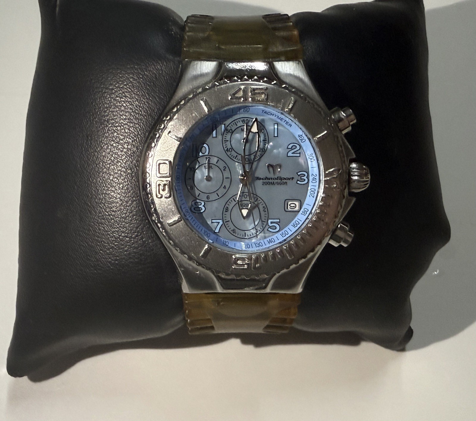 Vintage Blue TechnoMarine TechnoSport Diver’s Watch Chronograph MOP Dial w/ Date
