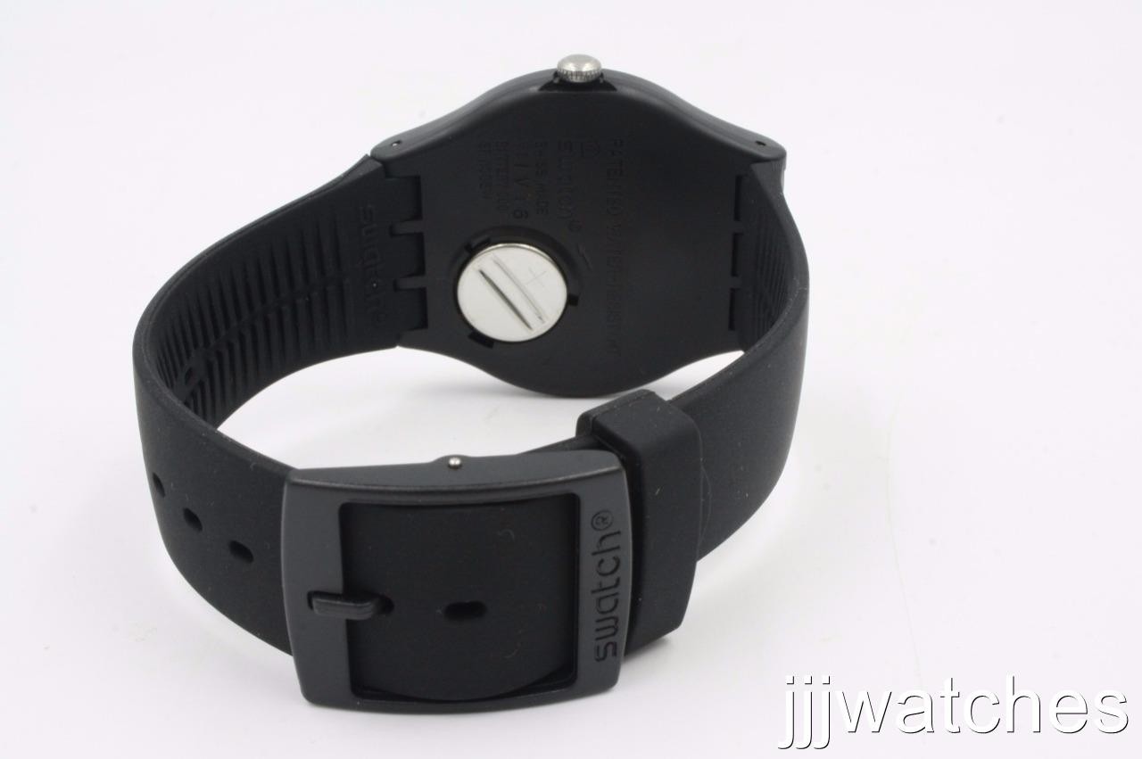 New Swatch Originals Gent PINKOSAURE Matte Black Silicone Watch 43mm SUOB139 $85