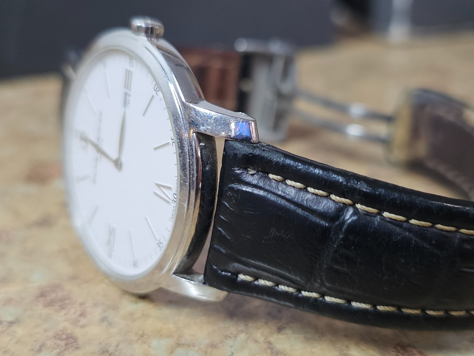 Men’s Baume Mercier Classima Watch White Dial Stainless 65493 42mm Quartz