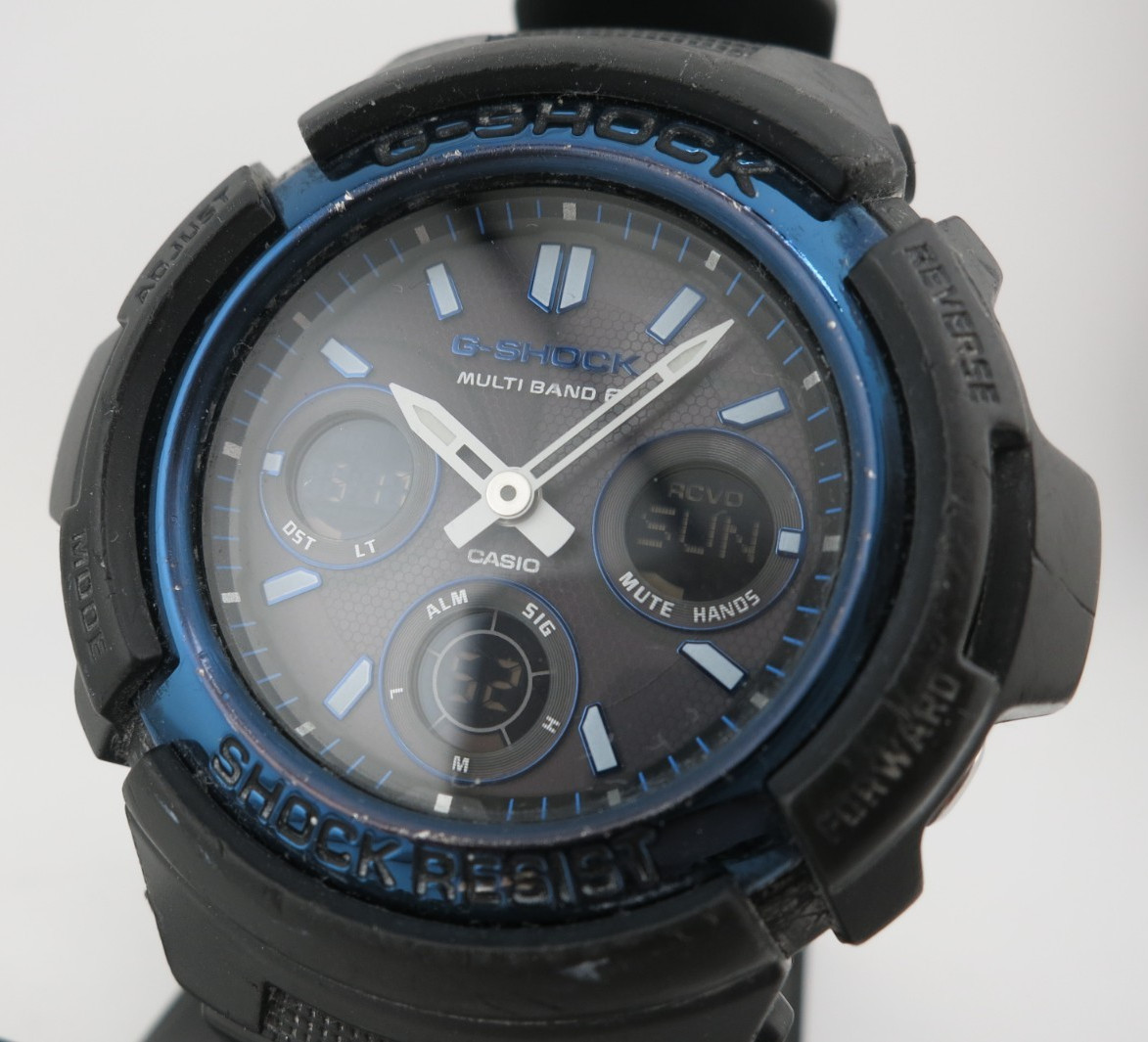 Casio G-Shock Tough Solar Black and Blue AnaDigi Watch – AWG-M100A / AWGM100A-1A