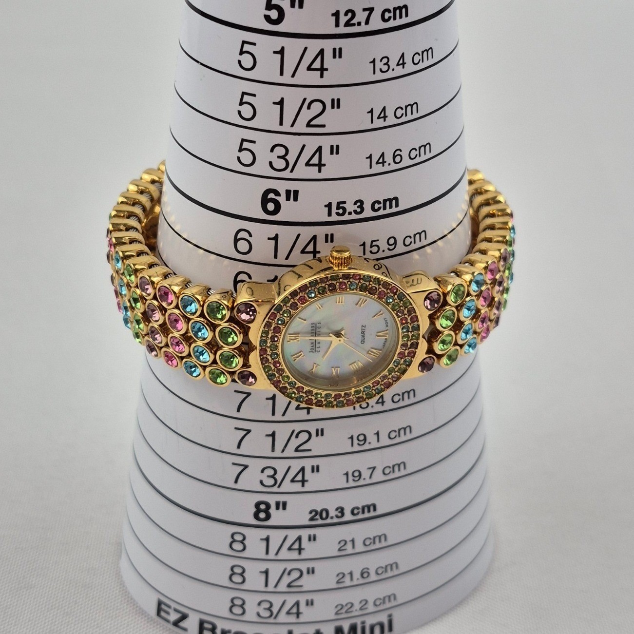 Joan Rivers Classics Gold Tone Rainbow Crystal Bangle Watch V377 Untested