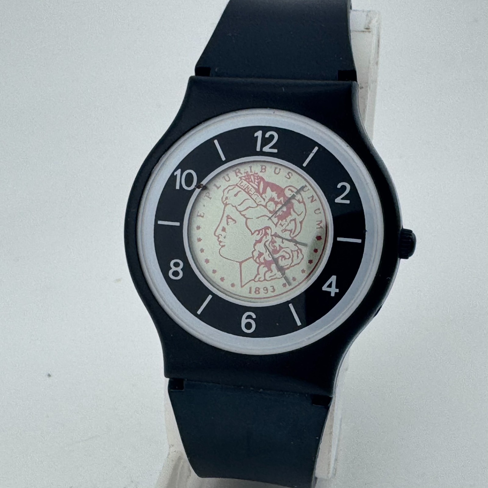 Unbranded LCD Hands Analog Watch Unisex Black Plastic Coin Dial New Battery