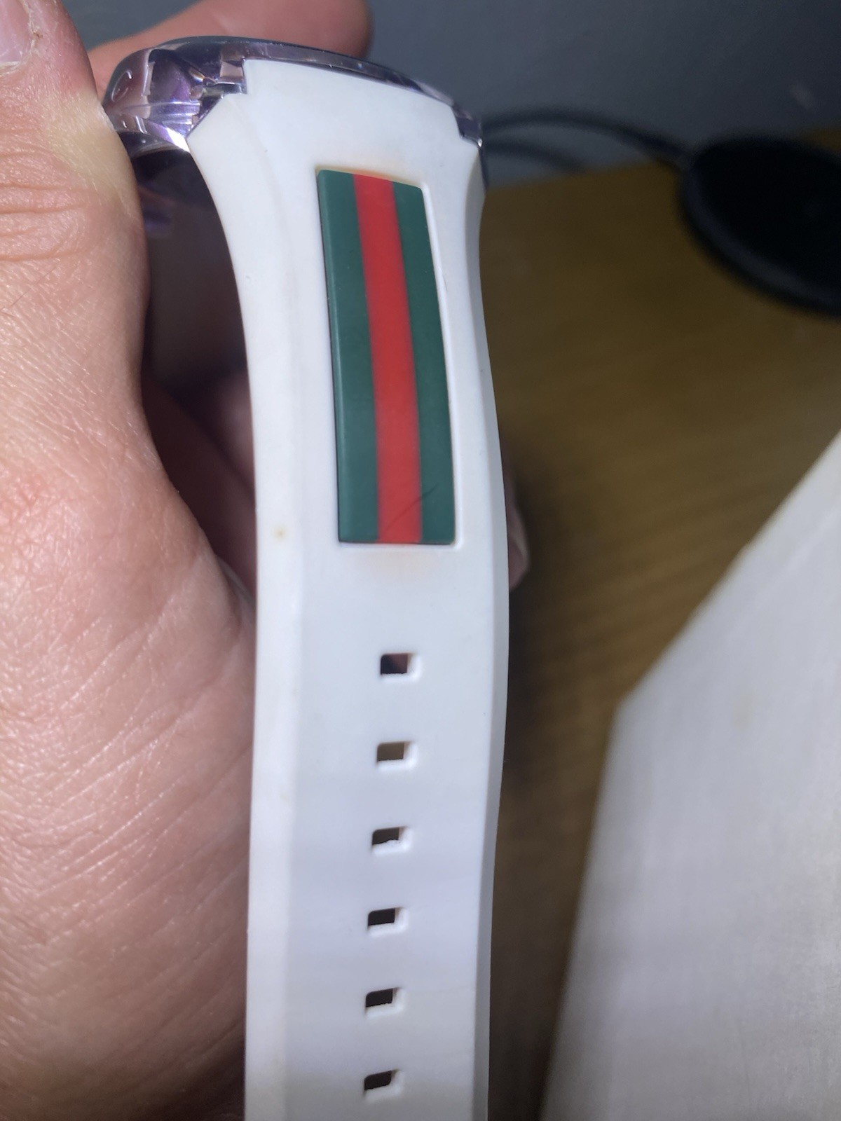 Gucci Sync 46mm Clear Transparent Nylon Case with White Rubber Straps