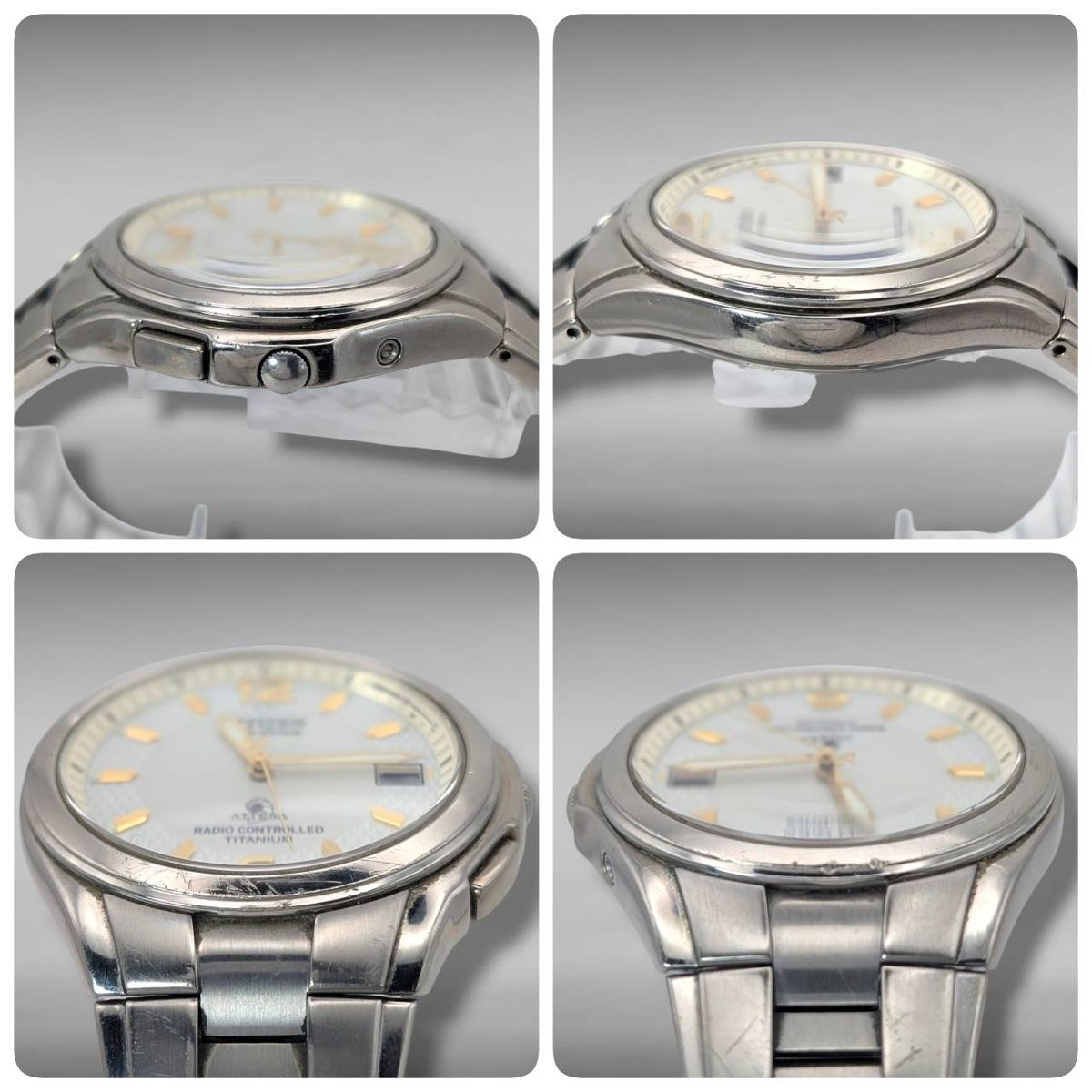 Citizen Attesa H410-T003788 Eco-Drive Radio Date White Dial Titanium Watch Japan