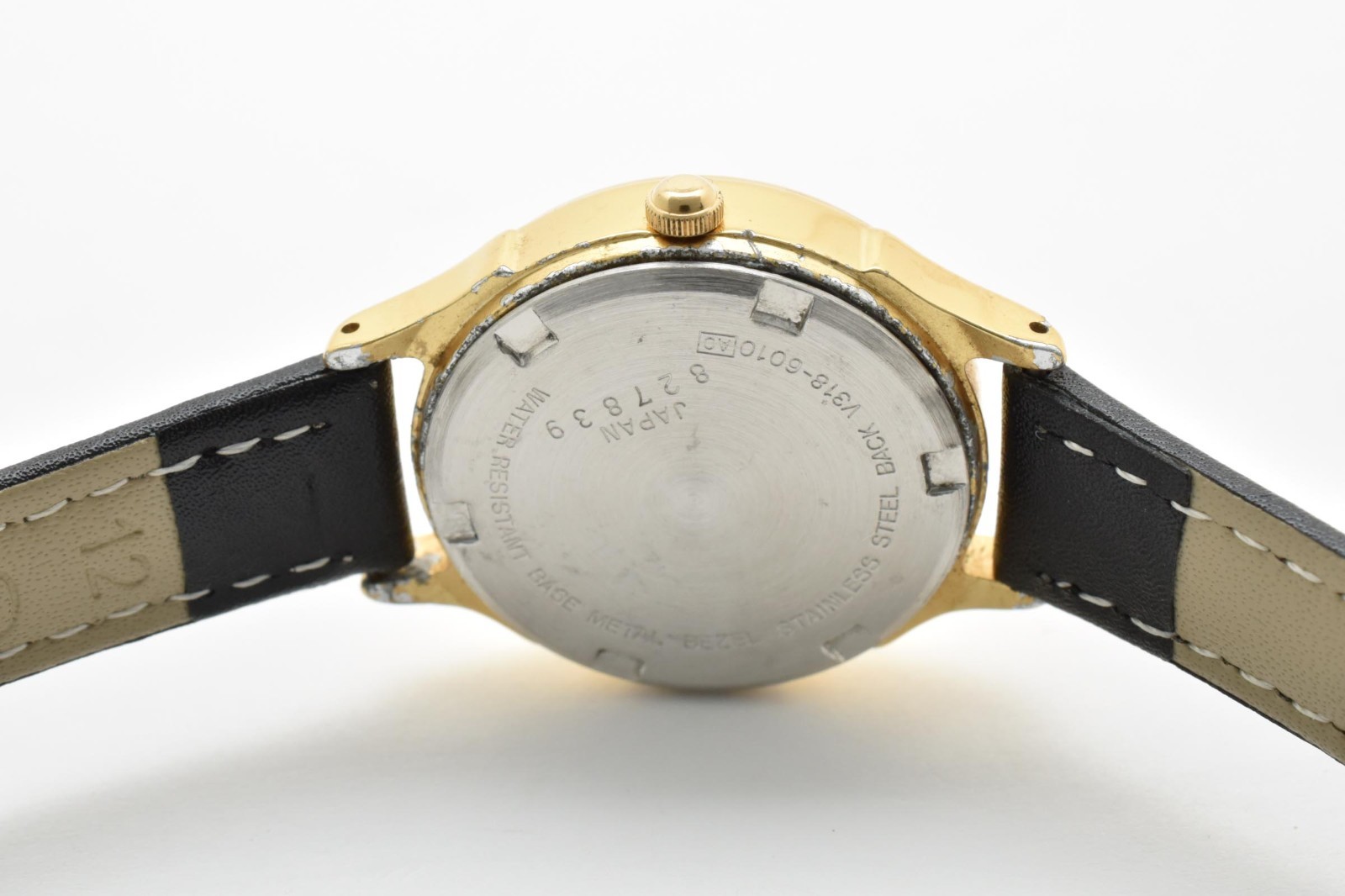 【Exc+5】 SEIKO ALBA V318-6010 Moon Gold Date 28mm Quartz Watch From JAPAN