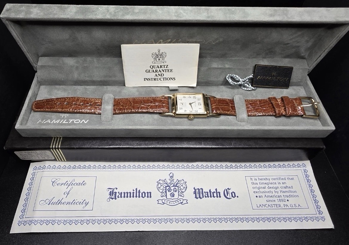 EUC Hamilton Registered Unisex Mens Masonic Wrist Watch Gold Tone ALL ORIGINAL