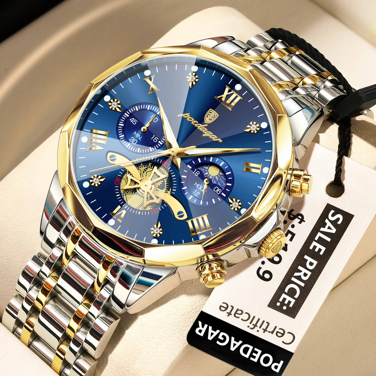 POEDAGAR Luxury Men Watch Top Original Waterproof Luminous Chronograph Man Wrist