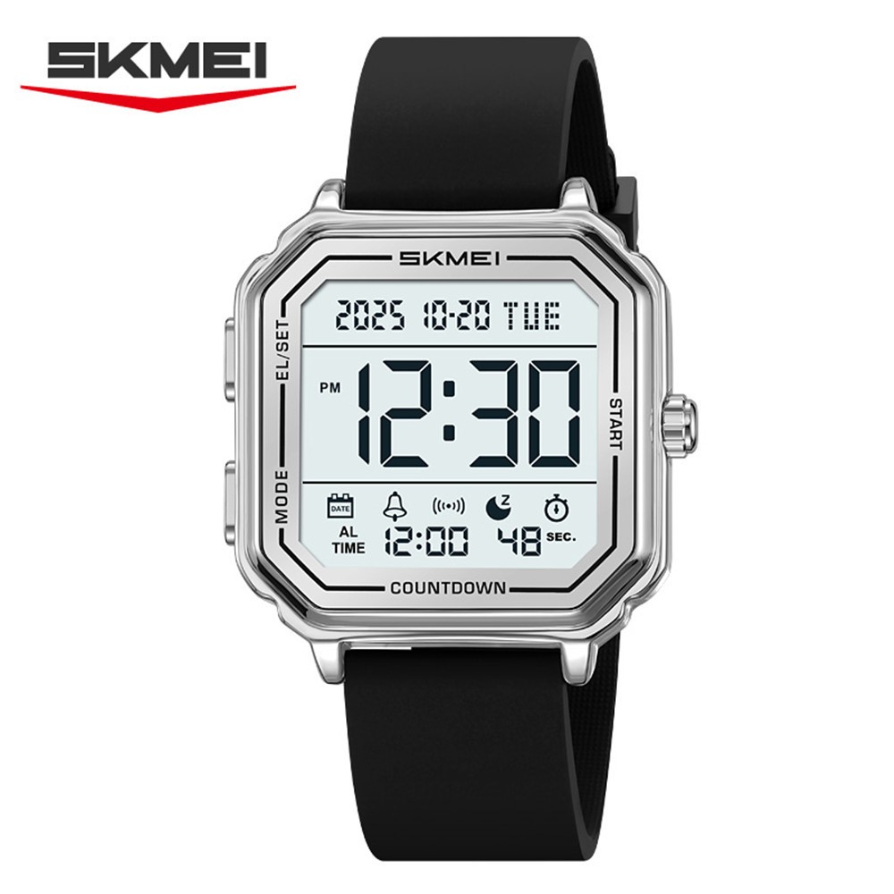 SKMEI Men Watch Rectangle Digital Wristwatch 2Time Male Steel LED Alarm Watches