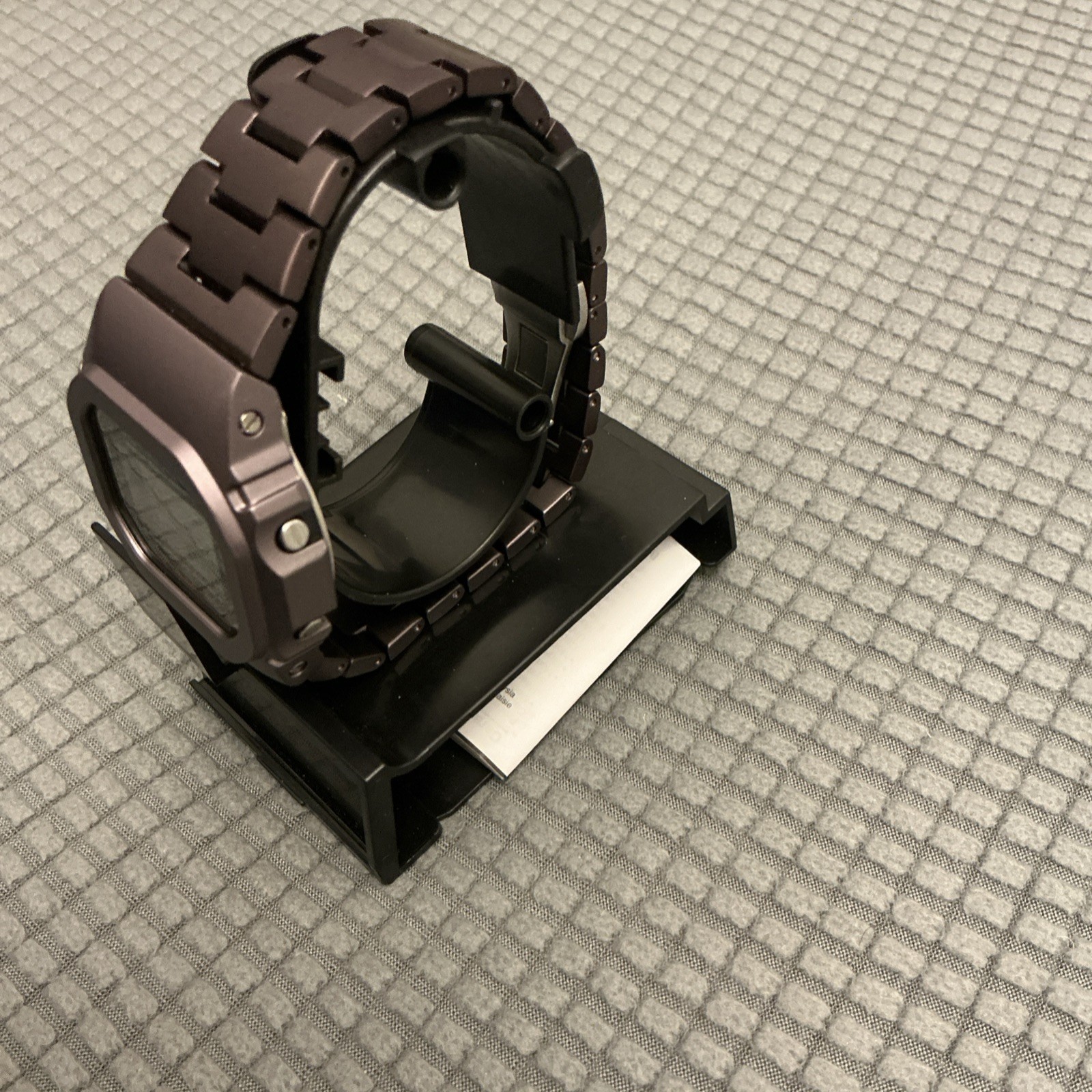 This is a modified DW5600E-1V watch with purple PVD Metal Bracelet 200M Box