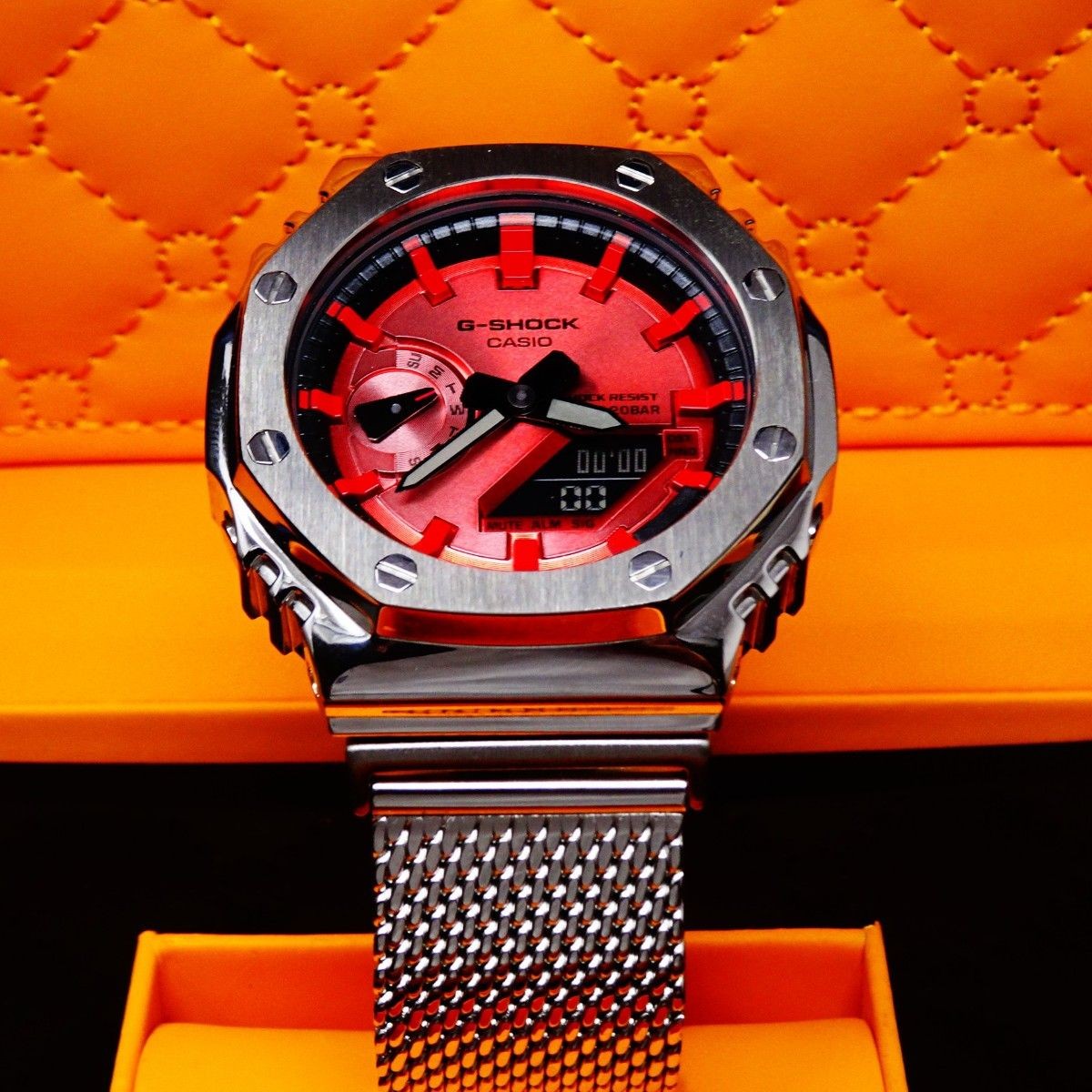 CASIO G-SHOCK GA2100RRB-4A Custom with stainless steel belt New Japan