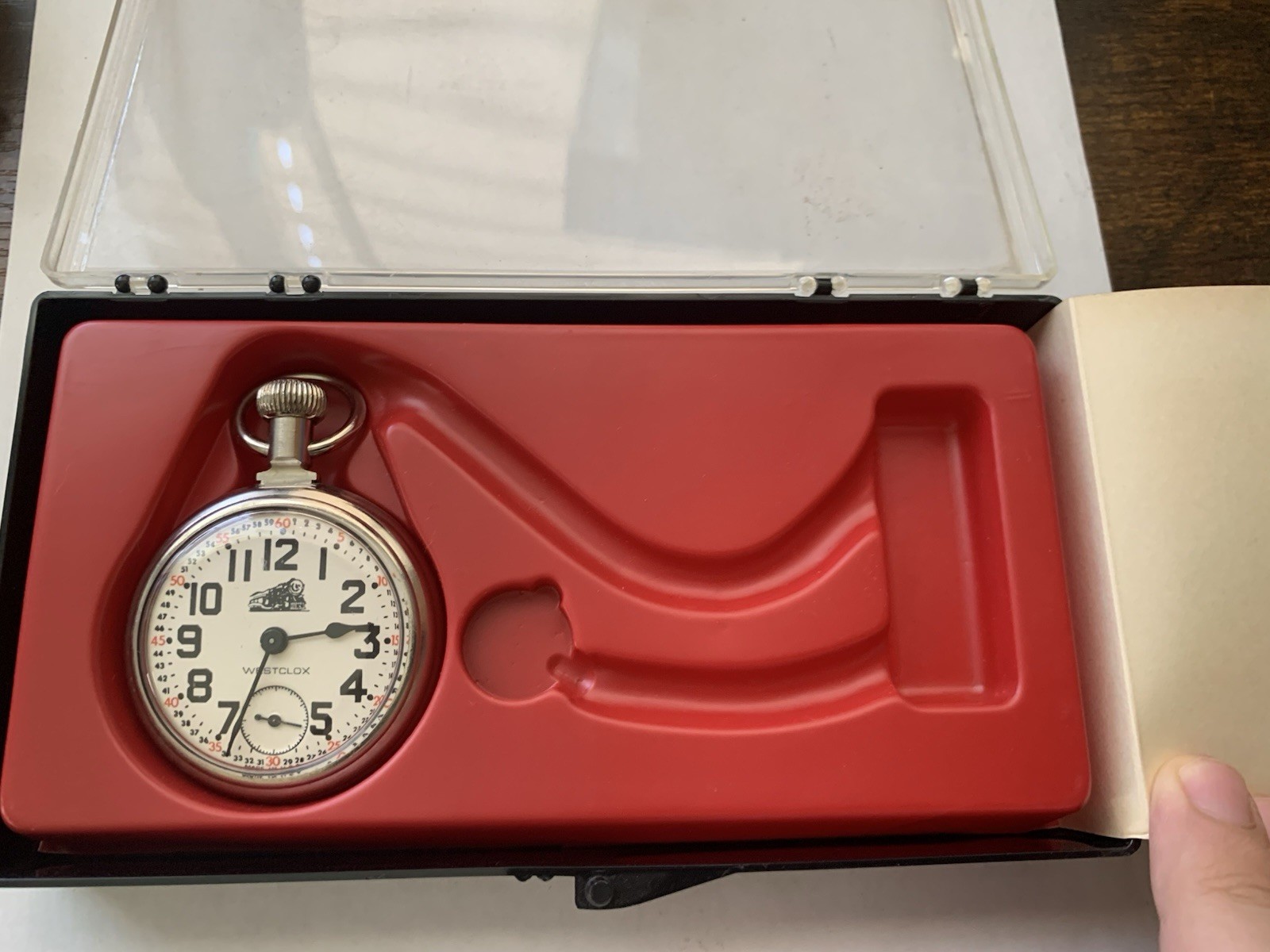 Westclox The Conductor Railroad Train Style Pocket Watch Original Case 1970