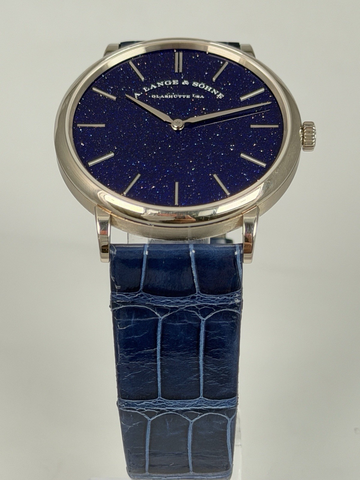 2020 A. Lange Saxonia Thin Aventurine Blue White Gold 205.086 Watch Box Papers