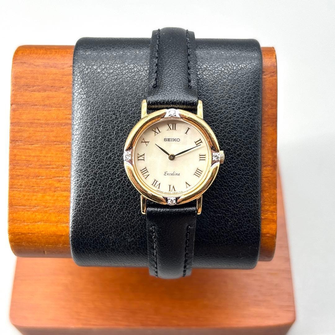 Seiko Exceline Women’s Watch Shell Dial Gold Case Used