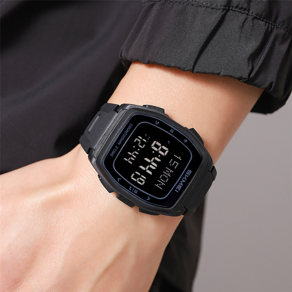 SKMEI Men Rectangle Watch Digital Electronic Wristwatch Students Boy Sport Watch