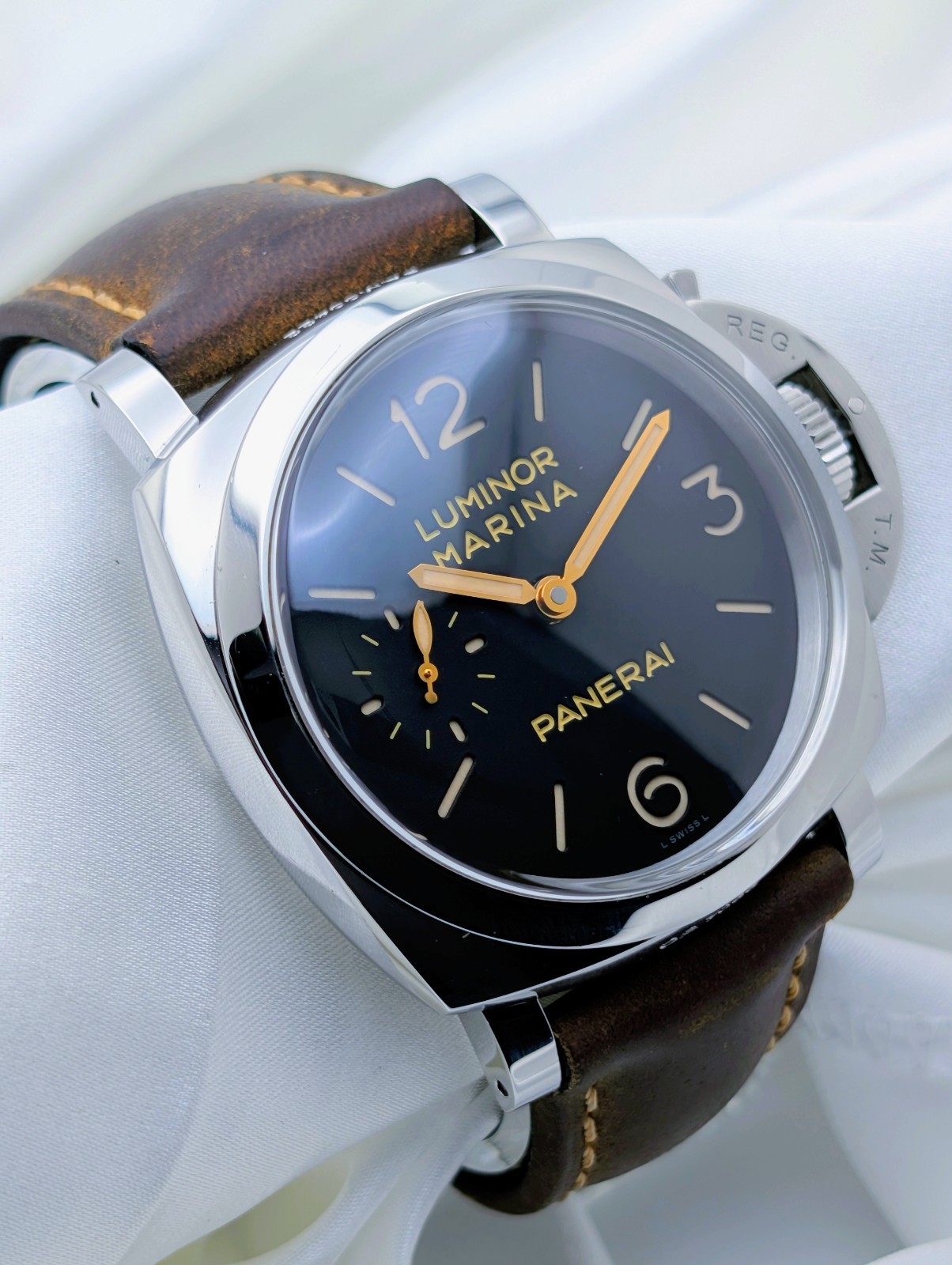 Panerai Luminor Marina 1950 3 Days Black PAM00422 47mm Leather Strap Full Set