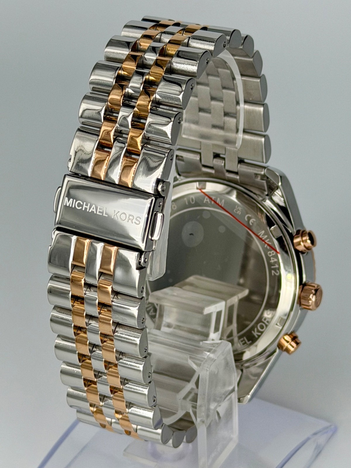 MICHAEL KORS Lexington MK8412 Silver/ Rose-Gold 45mm Blue Dial Unisex Wristwatch