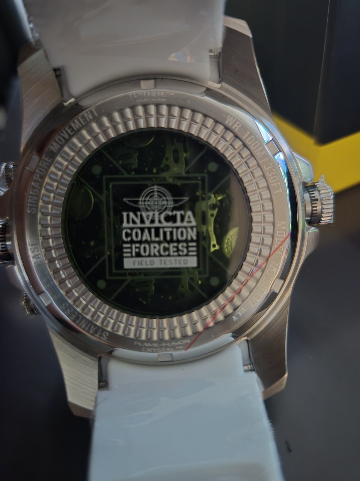 Invicta Coalition Forces Men’s Quartz Analog 100m Silver Case White Strap