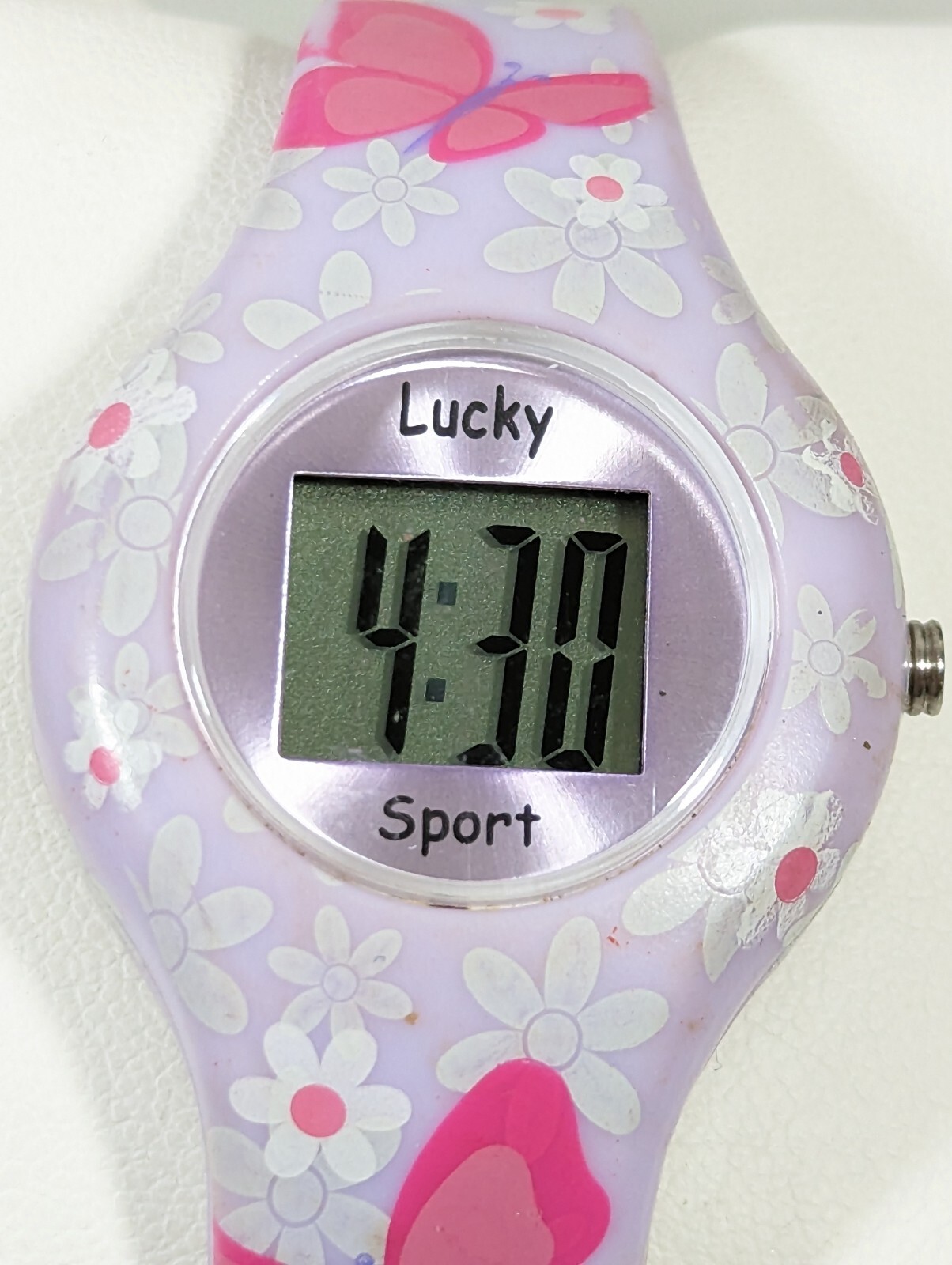 Lucky Dingbats Digital Day Date Pink Purple Butterfly Silicone Band Watch