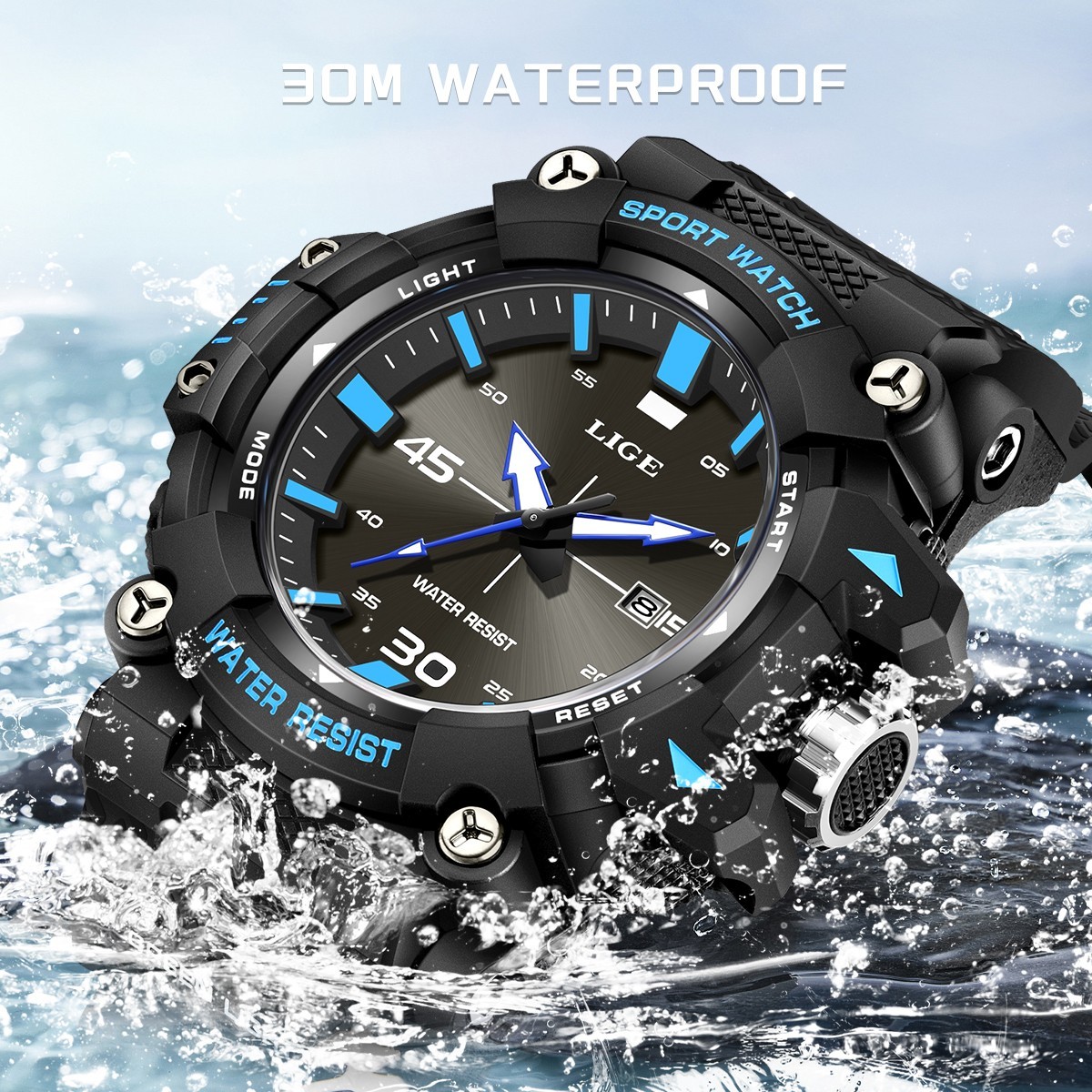 Men Watch Quartz Date Luminous Waterproof Military Tactical Sport Man Wristwatch