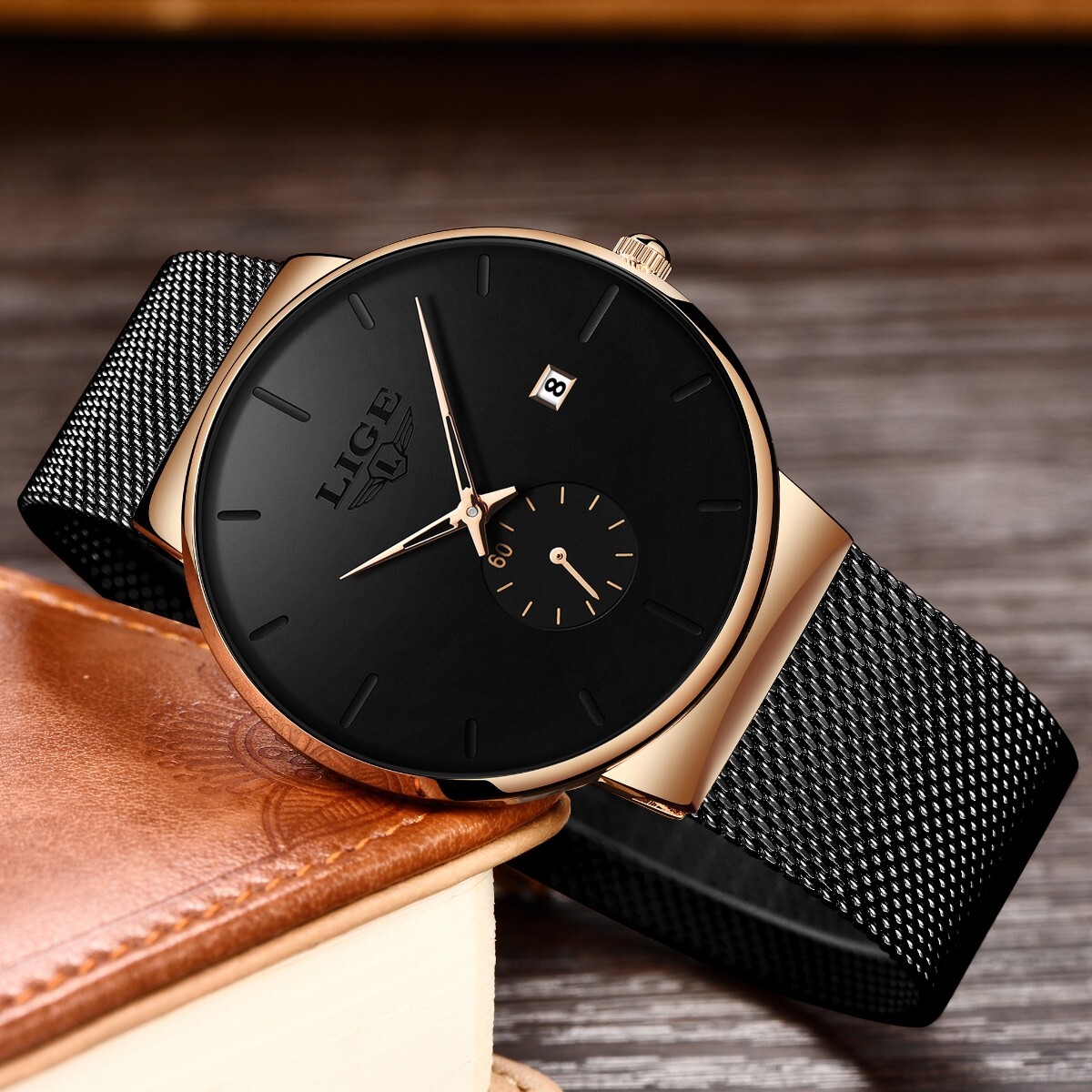 Men’s Watch Quartz Analog Calendar 3ATM Waterproof Business Man Daily Wristwatch