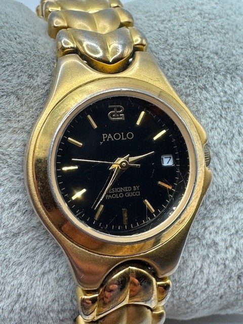 Ladies Paolo Gucci Gold Tone Quartz Date Watch New Battery