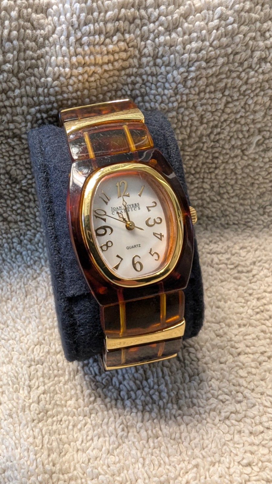Vintage Joan Rivers Classics Quartz Tortoise Brown/Gold Tone Bracelet Watch